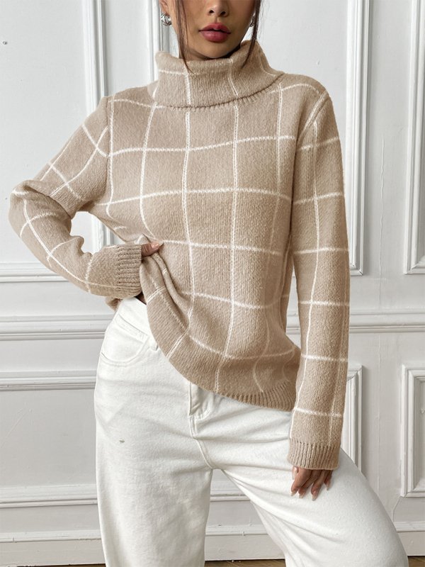 Cosy Plaid Turtleneck Jumper - Choice Selections