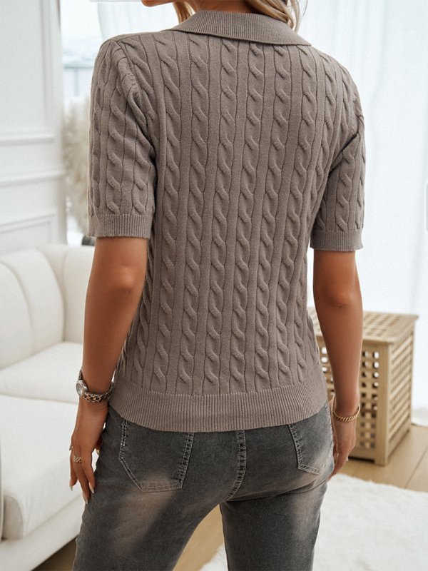 Elegant Cable Knit Collared Jumper - Choice Selections