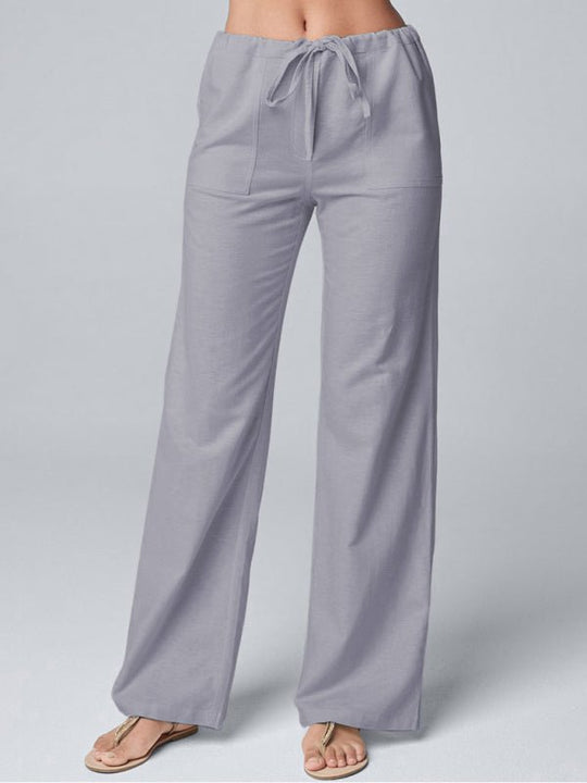 Loose Lace Linen Straight Casual Trousers - Choice Selections