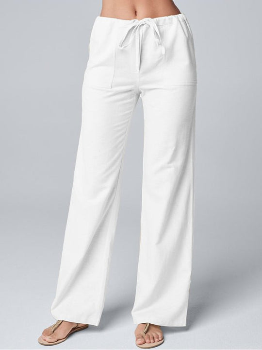 Loose Lace Linen Straight Casual Trousers - Choice Selections