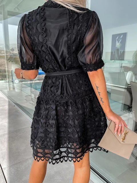 Patchwork Lace Elegant Mini Dress - Choice Selections