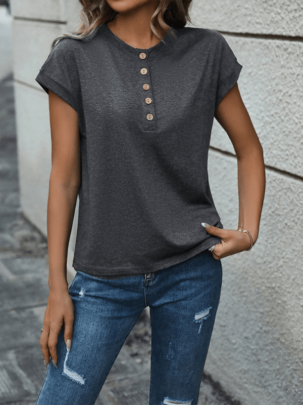 Plain Button Stylish T-Shirt - Choice Selections