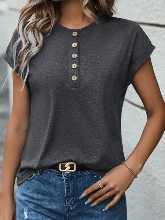 Plain Button Stylish T-Shirt - Choice Selections