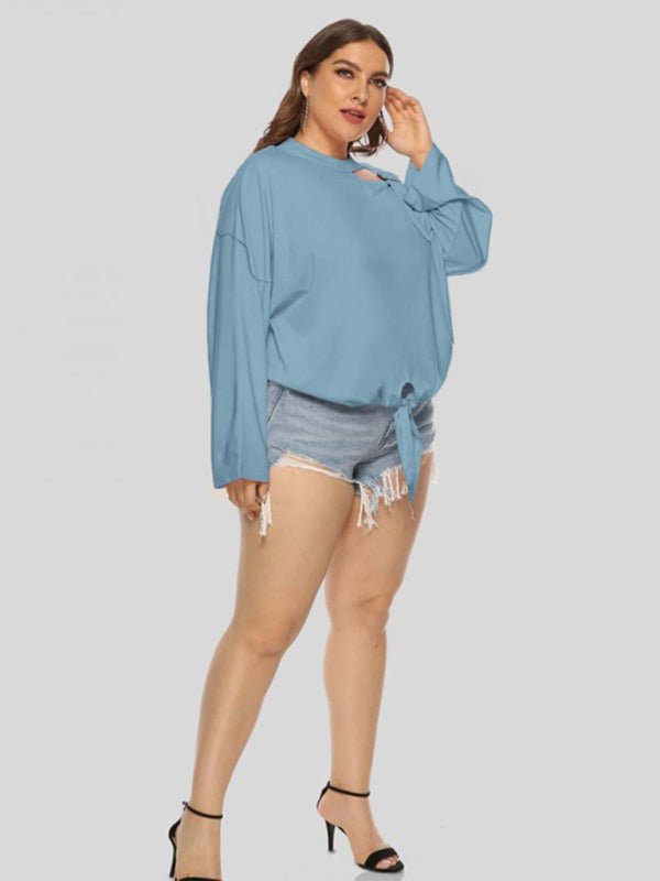 Plus Size Cold - Shoulder Top with Tie - Front Detail - Choice SelectionsBlouse