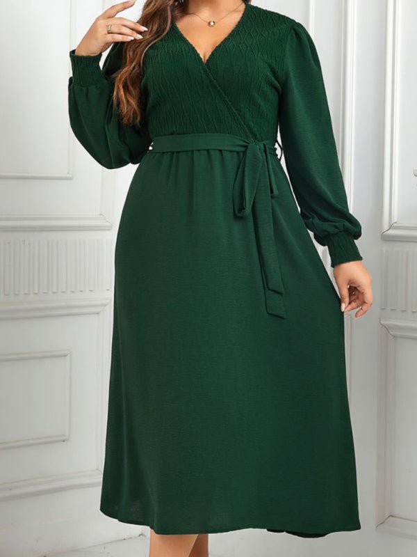 Plus Size Crossover Clevage Green Dress - Choice SelectionsDress