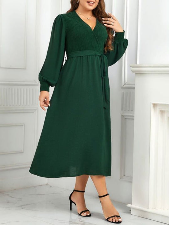 Plus Size Crossover Clevage Green Dress - Choice SelectionsDress