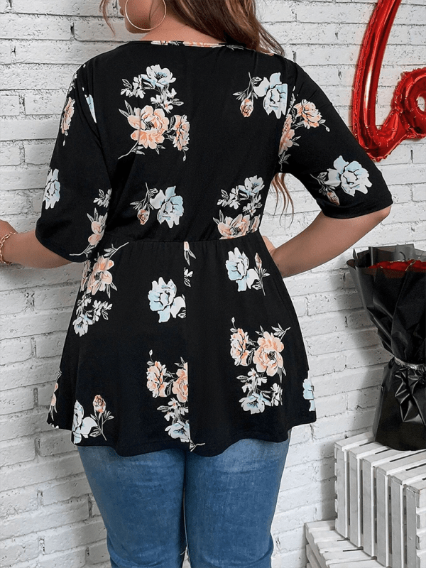 Plus Size Floral Elegance Wrap Blouse - Choice SelectionsBlouse