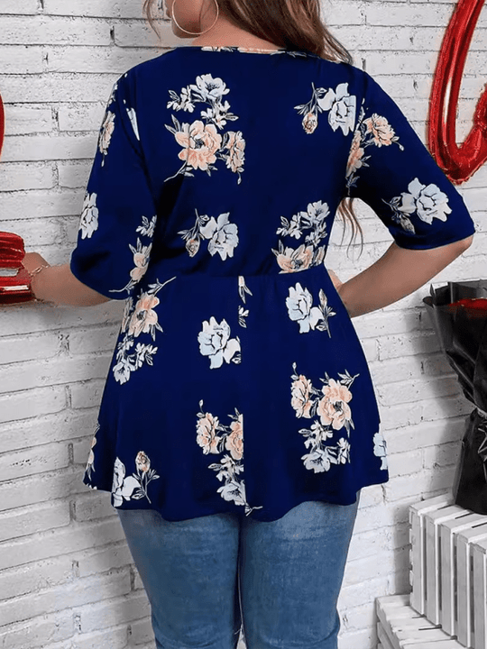 Plus Size Floral Elegance Wrap Blouse - Choice SelectionsBlouse