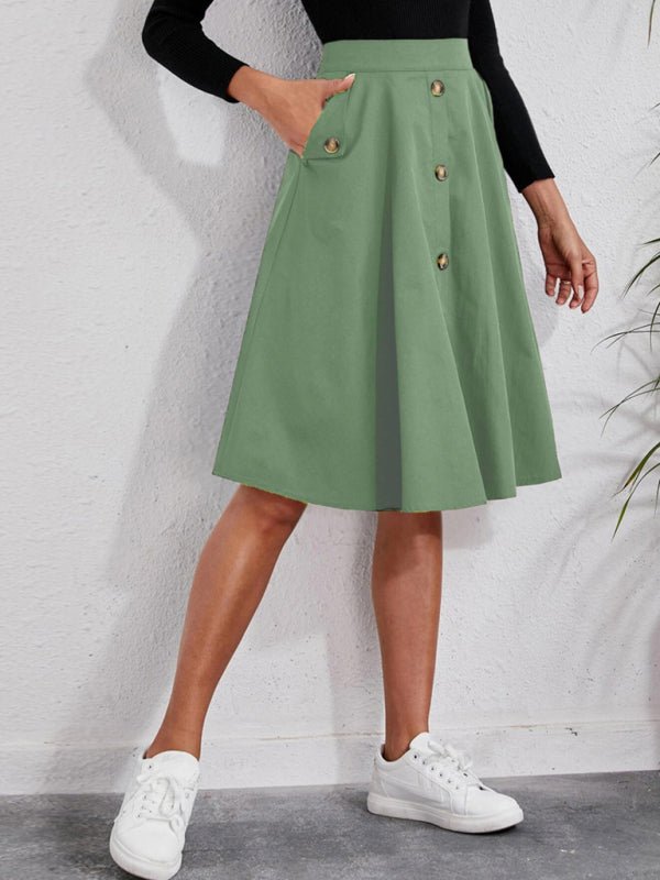 Pocket Button Elegant Midi Skirt - Choice SelectionsSkirt