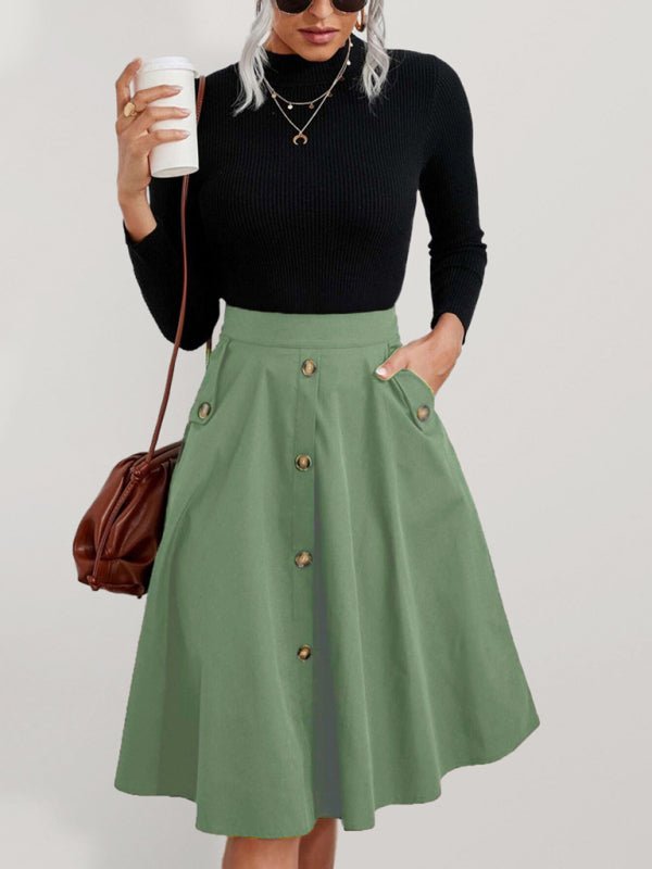 Pocket Button Elegant Midi Skirt - Choice SelectionsSkirt