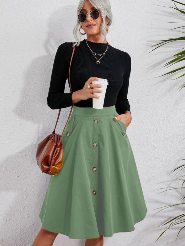 Pocket Button Elegant Midi Skirt - Choice SelectionsSkirt