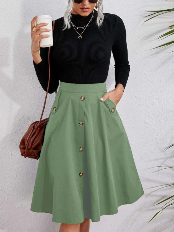 Pocket Button Elegant Midi Skirt - Choice SelectionsSkirt