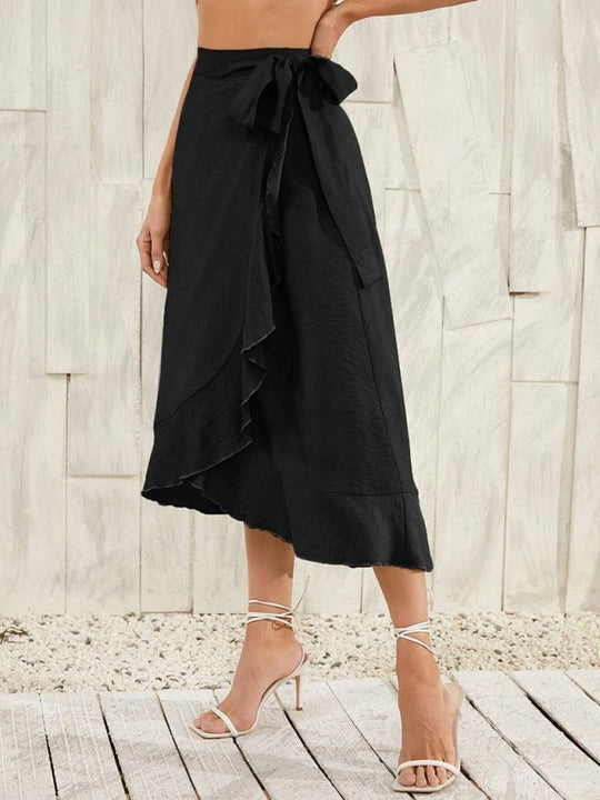 Ruffled Asymmetrical Wrap Skirt - Choice Selections