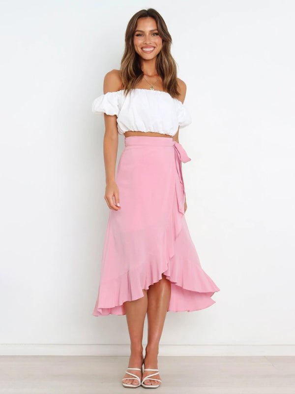 Ruffled Asymmetrical Wrap Skirt - Choice Selections