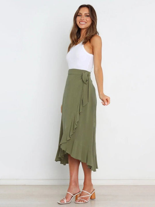 Ruffled Asymmetrical Wrap Skirt - Choice Selections