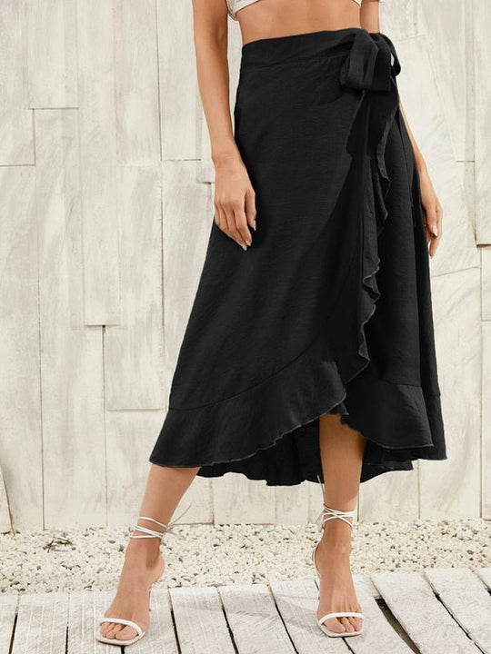 Ruffled Asymmetrical Wrap Skirt - Choice Selections