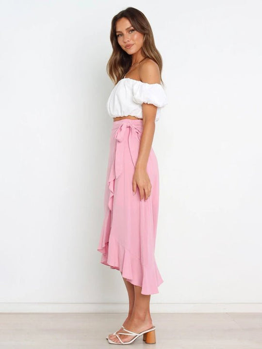 Ruffled Asymmetrical Wrap Skirt - Choice Selections