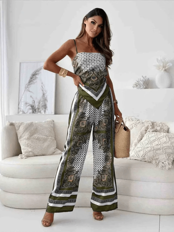 Satin Print Camisole and Trousers Two - Piece Set - Choice SelectionsOutfit