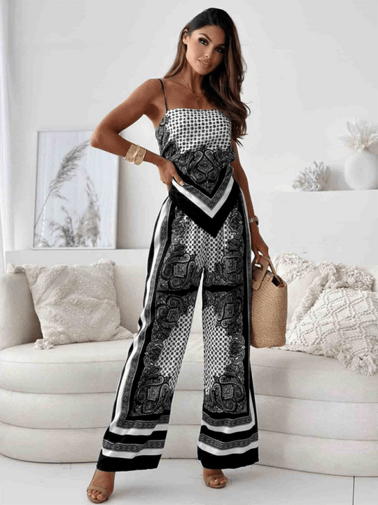 Satin Print Camisole and Trousers Two - Piece Set - Choice SelectionsOutfit