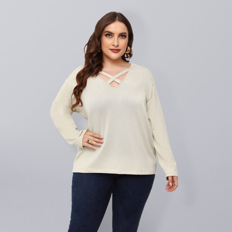 Womens Plus Size Crisscross V - Neck Top - Choice Selections