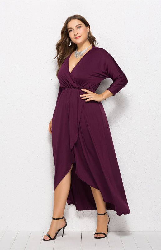 Women's Plus Size Solid Deep V Dress - Choice SelectionsDress