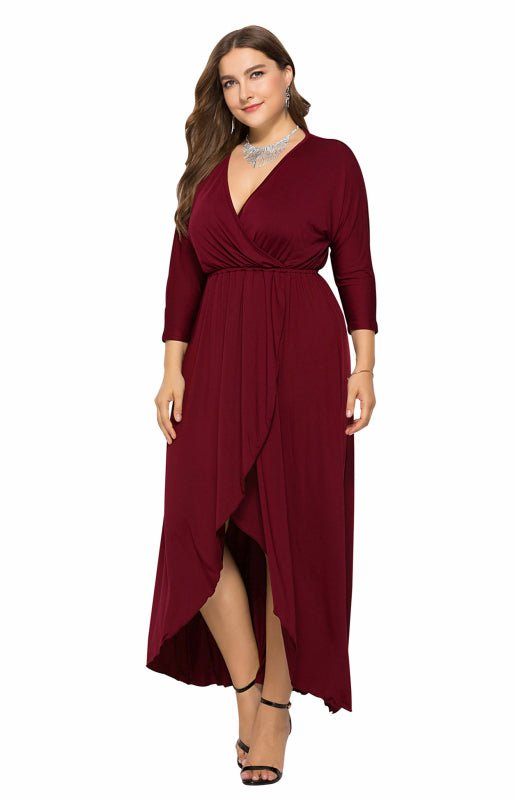 Women's Plus Size Solid Deep V Dress - Choice SelectionsDress