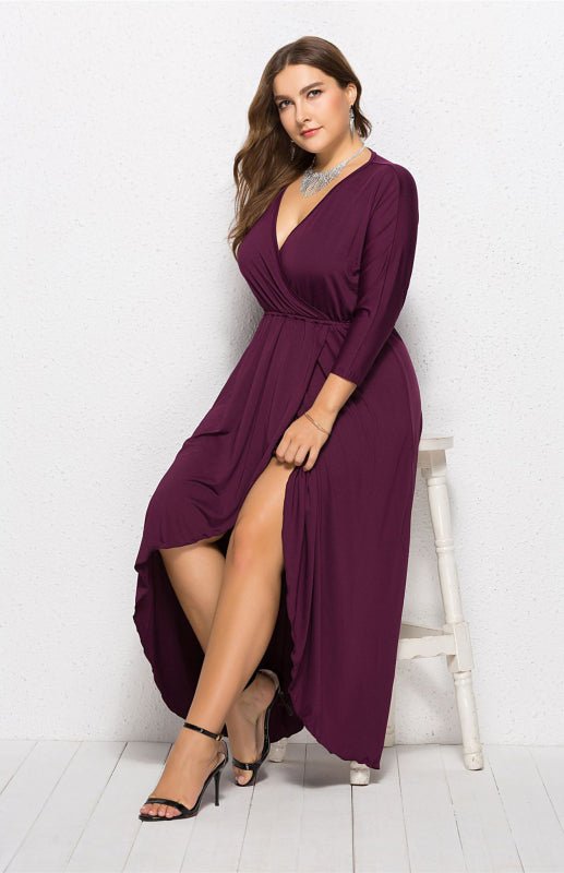 Women's Plus Size Solid Deep V Dress - Choice SelectionsDress