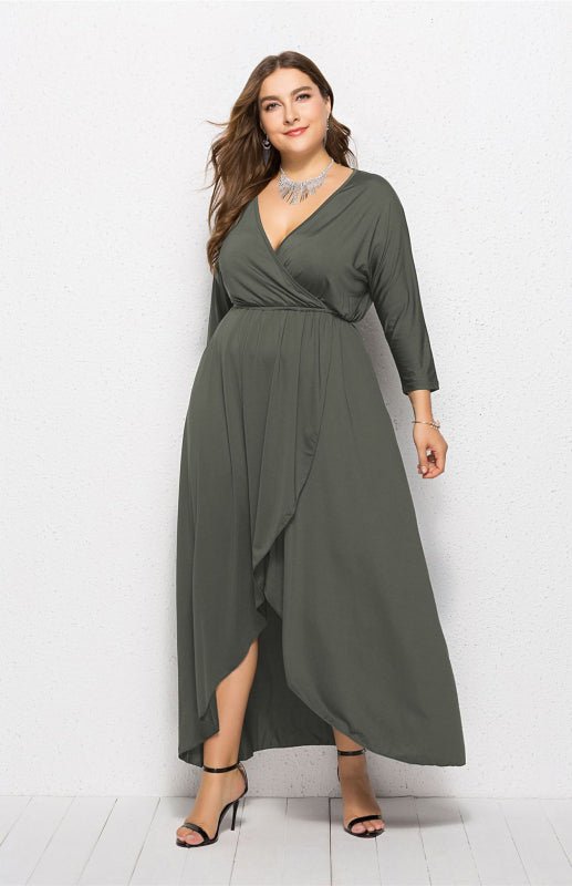 Women's Plus Size Solid Deep V Dress - Choice SelectionsDress